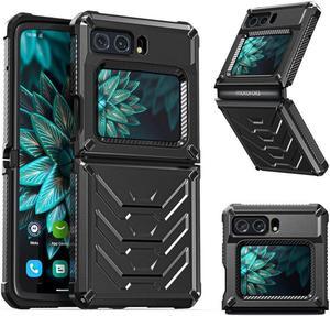 BONAEVER For Motorola Moto Razr 2022 Case with Slide Camera Cover Military Grade Protective Armor Phone Case Shockproof Hard Shell Cover Black