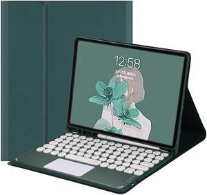 BONAEVER Touchpad Keyboard Case for Samsung Galaxy Tab S8 / Tab S7 11 inch (Model SM-X700/X706/T870/T875/T876) Slim Leather Cover with Keyboard / Trackpad / Pencil Holder Dark Green