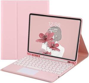 BONAEVER Touchpad Keyboard Case for Samsung Galaxy Tab A8 10.5 inch 2022 Model SM-X200 SM-X205 SM-X207 Slim Leather Cover with Keyboard / Trackpad / Pencil Holder Pink