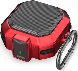 BONAEVER Armor Cover for Samsung Galaxy Buds 2 Pro Case (2022) /Galaxy Buds Pro Case (2021) /Galaxy Buds 2 Case (2021) /Galaxy Buds Live Case (2020) Case Shockproof Protective Cover with Keychai Red