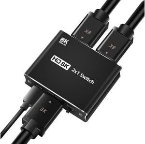 BONAEVER HDMI 2.1 Ultra HD 8K High Speed 48Gbps Directional Switch Only 2in 1out 8K@60Hz 4K@120Hz Converter Compatible with Xbox PS5 Projectors Monitors