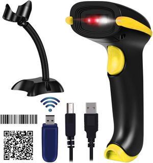 BONAEVER Wireless 1D 2D Barcode Scanner 3 in 1 Compatible with Bluetooth & 2.4GHz Wireless & Wired 1D 2D Bar Code Reader with Stand Datamatrix PDF417 QR Bar Code Scanner for Smart Phone PC