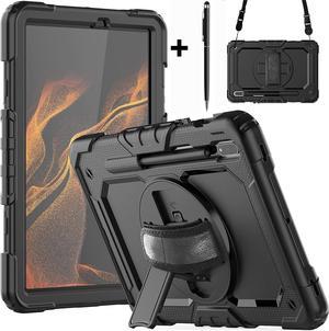 BONAEVER For Samsung Galaxy Tab S8 Plus/S7 Plus/S7 FE 5G Case 12.4 inch with Screen Protector S Pen Holder Protective Cover with Stand and /Shoulder Strap/ Stylus Pen