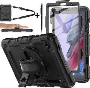 BONAEVER Case for Samsung Galaxy Tab A7 Lite 8.7 inch 2021 SM-T220/T225/T227 with Screen Protector Pencil Holder Durable Protective Cover with Stand and Shoulder Strap Stylus Pen