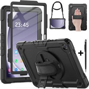 BONAEVER Case for Samsung Galaxy Tab A9 Plus 11 Inch 2023 SM-X210/X216/X218 with Screen Protector Shockproof Cover with Pen Holder Stand and Shoulder Strap Stylus Pen