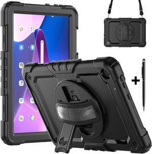 BONAEVER Case for Lenovo Tab M10 3rd Gen 10.1 inch 2022 TB328FU TB328XU with Screen Protector Shockproof Protective Cover with Pen Holder Stand and Shoulder Strap Stylus Pen