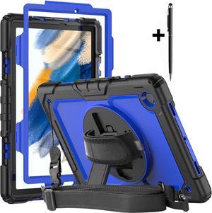 BONAEVER For Samsung Galaxy Tab A8 Case 10.5 Inch 2022 SM-X200/SM-X205/SM-X207 with Screen Protector Pencil Holder Durable Protective Cover with Stand and Shoulder Strap Stylus Pen