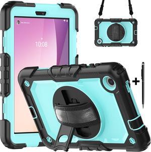 BONAEVER Case for Lenovo Tab M8 4th Generation 2023 TB300FU TB300XU with Screen Protector Shockproof Protective Cover with Pen Holder Stand and Shoulder Strap Stylus Pen