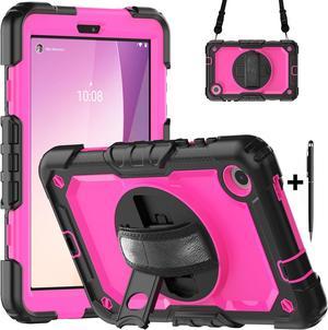 BONAEVER Case for Lenovo Tab M8 4th Generation 2023 TB300FU TB300XU with Screen Protector Shockproof Protective Cover with Pen Holder Stand and Shoulder Strap Stylus Pen