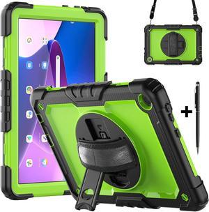 BONAEVER Case for Lenovo Tab M10 3rd Gen 10.1 inch 2022 TB328FU TB328XU with Screen Protector Shockproof Protective Cover with Pen Holder Stand and Shoulder Strap Stylus Pen