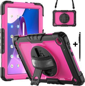 BONAEVER Case for Lenovo Tab M10 3rd Gen 10.1 inch 2022 TB328FU TB328XU with Screen Protector Shockproof Protective Cover with Pen Holder Stand and Shoulder Strap Stylus Pen