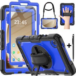 BONAEVER Case for Samsung Galaxy Tab A9 8.7 Inch 2023 SM-X110/X115/X117 with Screen Protector Shockproof Cover with Pen Holder Stand and Shoulder Strap Stylus Pen