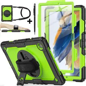 BONAEVER Case for Samsung Galaxy Tab A9 8.7 Inch 2023 SM-X110/X115/X117 with Screen Protector Shockproof Cover with Pen Holder Stand and Shoulder Strap Stylus Pen