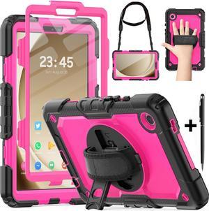 BONAEVER Case for Samsung Galaxy Tab A9 8.7 Inch 2023 SM-X110/X115/X117 with Screen Protector Shockproof Cover with Pen Holder Stand and Shoulder Strap Stylus Pen