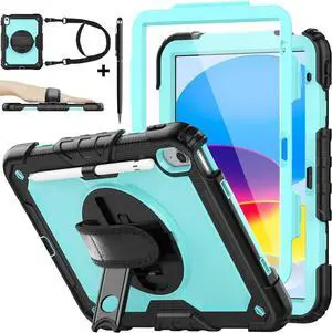 BONAEVER Case for iPad (A16) 11th Generation 11 Inch 2025, iPad 10th Generation 10.9 inch 2022 Shockproof Cover with Screen Protector Pen Holder Stand and Shoulder Strap Stylus Pen
