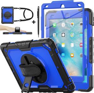 BONAEVER Protective Case for iPad 10.2 inch 2021 2020 2019 Shockproof Cover with Screen Protector Pencil Holder Stand and Shoulder Strap Stylus Pen