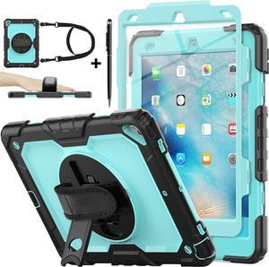 BONAEVER Protective Case for iPad 10.2 inch 2021 2020 2019 Shockproof Cover with Screen Protector Pencil Holder Stand and Shoulder Strap Stylus Pen