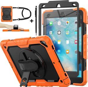 BONAEVER Protective Case for iPad 10.2 inch 2021 2020 2019 Shockproof Cover with Screen Protector Pencil Holder Stand and Shoulder Strap Stylus Pen