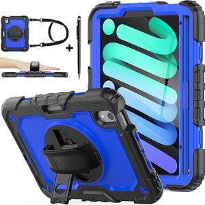 BONAEVER Protective Case for iPad Mini 6 8.3 inch 2021 Shockproof Cover with Screen Protector Pencil Holder Stand and Shoulder Strap Stylus Pen