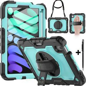 BONAEVER Protective Case for iPad Mini 6 8.3 inch 2021 Shockproof Cover with Screen Protector Pencil Holder Stand and Shoulder Strap Stylus Pen