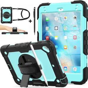 BONAEVER Protective Case for iPad Mini 5 Mini 4 7.9 inch Shockproof Cover with Screen Protector Pencil Holder Stand and Shoulder Strap Stylus Pen