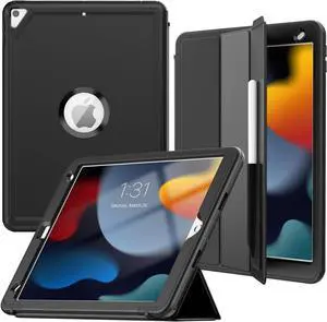 BONAEVER Case for iPad 9th 8th 7th Generation 10.2 inch 2021 2020 2019 Durable Protective Cover with Pencil Holder Folding Stand Smart Magnetic Cover Auto Sleep/Wake