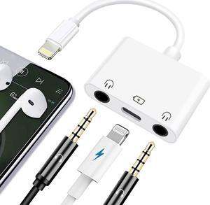 Lightning to Dual 3.5mm Headphone Adapter for iPhone Dual 3.5mm Earphone Jack and Charging Adapter for iPad Headphone Splitter Compatible with iPhone 14/13/12/11/XS/XR/X/8/7