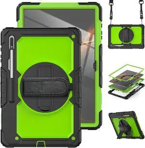 BONAEVER For Samsung Galaxy Tab S8 Ultra 14.6 inch Case Model SM-X900 / SM-X906 with S Pen Holder Rugged Shockproof Protective Cover with Rotating Stand and & Shoulder Strap