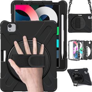 BONAEVER Case for iPad Air 5 / Air 4 10.9 inch 2022 2020 / iPad Pro 11 Inch Shockproof Cover with Pencil Holder Hand Strap Stand and Shoulder Strap for iPad Air 5th / 4th Generation 10.9 Inch