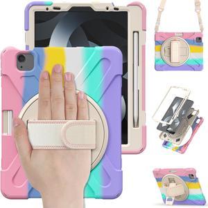 BONAEVER Case for iPad Air 5 / Air 4 10.9 inch 2022 2020 / iPad Pro 11 Inch Shockproof Cover with Pencil Holder Hand Strap Stand and Shoulder Strap for iPad Air 5th / 4th Generation 10.9 Pink