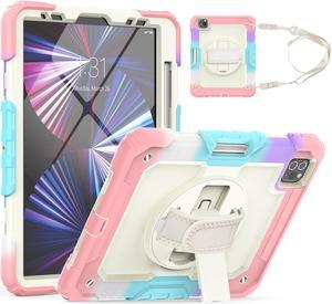 BONAEVER For iPad Air 5 Air 4 10.9 inch 2022 2020 Case with Screen Protector Pencil Holder Protective Cover with Hand Strap for iPad Air 4th/5th Gen iPad Pro 11 inch 2022 2021 2020 2018