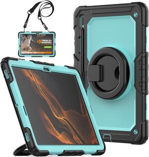 BONAEVER For Samsung Galaxy Tab S8 Plus 2022 12.4 inch Model SM-X800 SM-X806 Case with Screen Protector / Rotatable Stand / Hand Strap / S-Pen Holder for Galaxy 12.4'' Tab S7 FE 2021 / S7 Plus 2020
