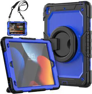 BONAEVER For iPad 9th 8th 7th Generation Case 10.2 inch with Screen Protector Pencil Holder [360 Rotating Hand Strap] & Stand Drop-Proof Cover for iPad 10.2 inch 2021 2020 2019