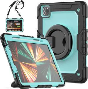 BONAEVER Case for iPad Air 5 / Air 4 10.9 2022 2020 iPad Pro 11 inch 2022 2021 2020 2018 with Screen Protector [Support Apple Pencil Pair & Charging] Handle Strap Stand and Shoulder Strap