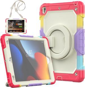 BONAEVER For iPad 9th 8th 7th Generation Case 10.2 inch with Screen Protector Pencil Holder [360 Rotating Hand Strap] & Stand Drop-Proof Cover for iPad 10.2 inch 2021 2020 2019