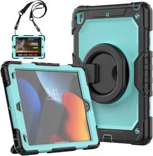 BONAEVER For iPad 9th 8th 7th Generation Case 10.2 inch with Screen Protector Pencil Holder [360 Rotating Hand Strap] & Stand Drop-Proof Cover for iPad 10.2 inch 2021 2020 2019