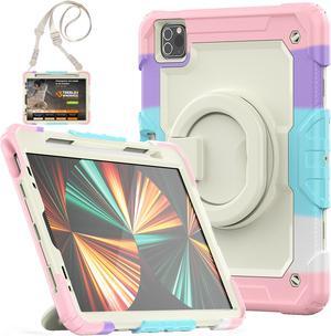 BONAEVER Case for iPad Air 5 / Air 4 10.9 2022 2020 iPad Pro 11 inch 2022 2021 2020 2018 with Screen Protector [Support Apple Pencil Pair & Charging] Handle Strap Stand and Shoulder Strap
