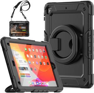 BONAEVER Case for iPad 9.7 inch 2018 2017 with Screen Protector Pencil Holder [360 Rotating Hand Strap] Stand Shoulder Strap for iPad 5th / 6th Generation / Air 2 / Pro 9.7