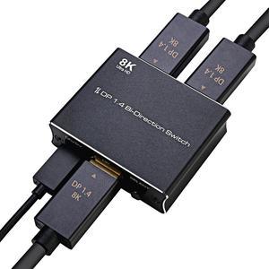 BONAEVER Displayport Switch Bi-Directional DP 1.4 Switcher 8K@30Hz 4K@120Hz 2K@144Hz DisplayPort 1.4 Switcher Converter 2X1 or 1X2 for Multiple Source Displays