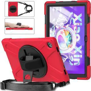 BONAEVER For Lenovo Tab M10 Plus 3rd Gen Case 10.6 Inch with Pen Holder 360 Rotating Hand Strap/ Stand andybrid ShockProof Cover with H /Shoulder Strap Model TB-125FU/TB-128FU/TB-128XU