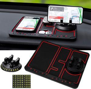 BONAEVER NonSlip Phone Pad for 4in1 Car Car Dashboard Phone Mat with Temporary Car Parking Card Number Plate Aromatherapy AntiShake Pad Universal Phone Holder