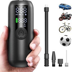 BONAEVER Bike Pump Mini Tire Inflator Portable Air Compressor 150PSI Cordless Electric Bicycle Air Pump Auto Shut-Off with Pre Standa Schrader Valve Smart Electric Pump for Car Bike Motorcycle Ball