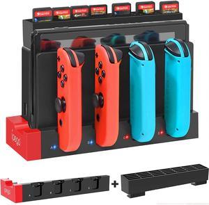 BONAEVER Charging Dock Compatible with Switch Joy Cons Controllers with Game Cards Holder Upgraded Compact Charging Standation Stand with Extended USB Port