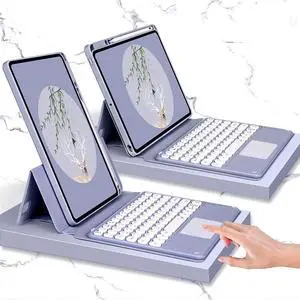 BONAEVER Keyboard Case for iPad 10.2 inch 9th 8th 7th Generation iPad Pro Air 3 Pro 10.5 with Magnet Touchpad Keyboard & Pencil Holder Clear Back Cover