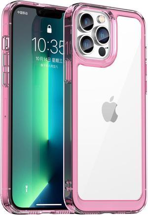 BONAEVER Case Compatible with iPhone 13 Pro Max 6.7 inch Shockproof Phone Bumper Cover Anti-Scratch Clear Back Transparent Pink