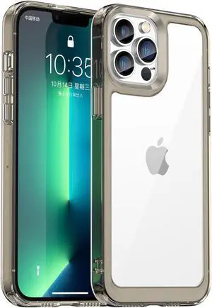 BONAEVER Case Compatible with iPhone 13 Pro Max 6.7 inch Shockproof Phone Bumper Cover Anti-Scratch Clear Back Transparent Black