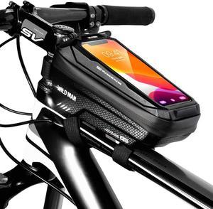 BONAEVER Bike Phone Bag Frame Bag Waterproof Bike Phone Holder MTB Frame Bag Handlebar Pouch Touch Screen Cycling Phone Mount for Smartphone Under 6.5 Inch