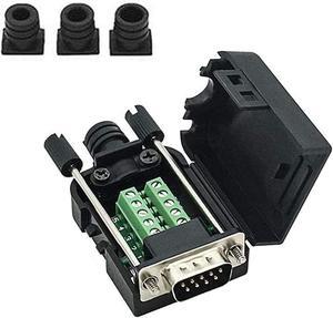 BONAEVER Connector DB9 RS232 D-SUB Male Serial Adapter 9-pin Port Adapter to Terminal Connector Signal Module with case(Male Connector DB9 5+5 with case A)