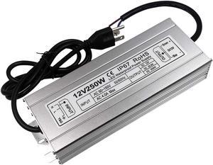 LED Power Supply 250W High-powerTransformer Waterproof IP67 12V DC Driver Adapter for Outdoor Use