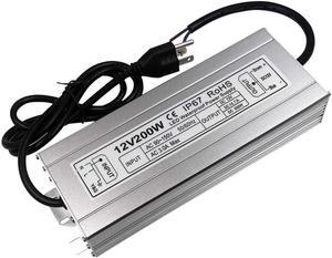 LED Power Supply 200W High-powerTransformer Waterproof IP67 12V DC Driver Adapter for Outdoor Use